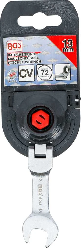 Bgs Technic Kombinuotas raktas su terkšle | trumpas | šarnyrinis | 13 mm (6913)