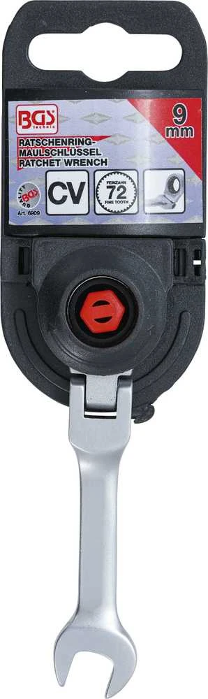 Bgs Technic Kombinuotas raktas su terkšle | trumpas | šarnyrinis | 9 mm (6909)