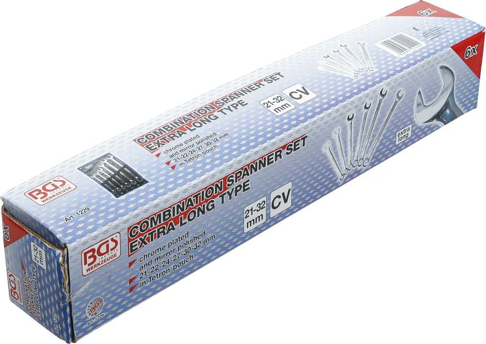 Bgs Technic Kombinuotų pailgintų raktų komplektas | XXL | 21 - 32 mm | 6 vnt. (1229)