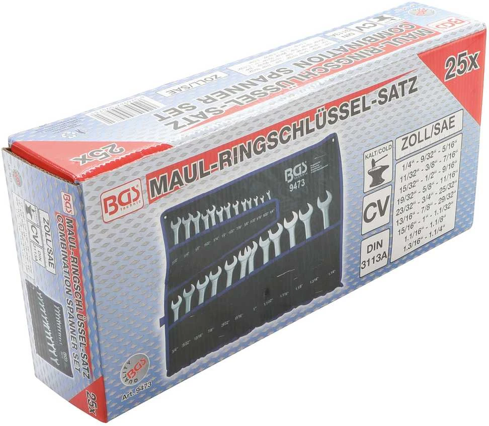 Bgs Technic Kombinuotų raktų rinkinys | Coliniai dydžiai | 1/4 "- 1.1/4" | 25 vnt. (9473)