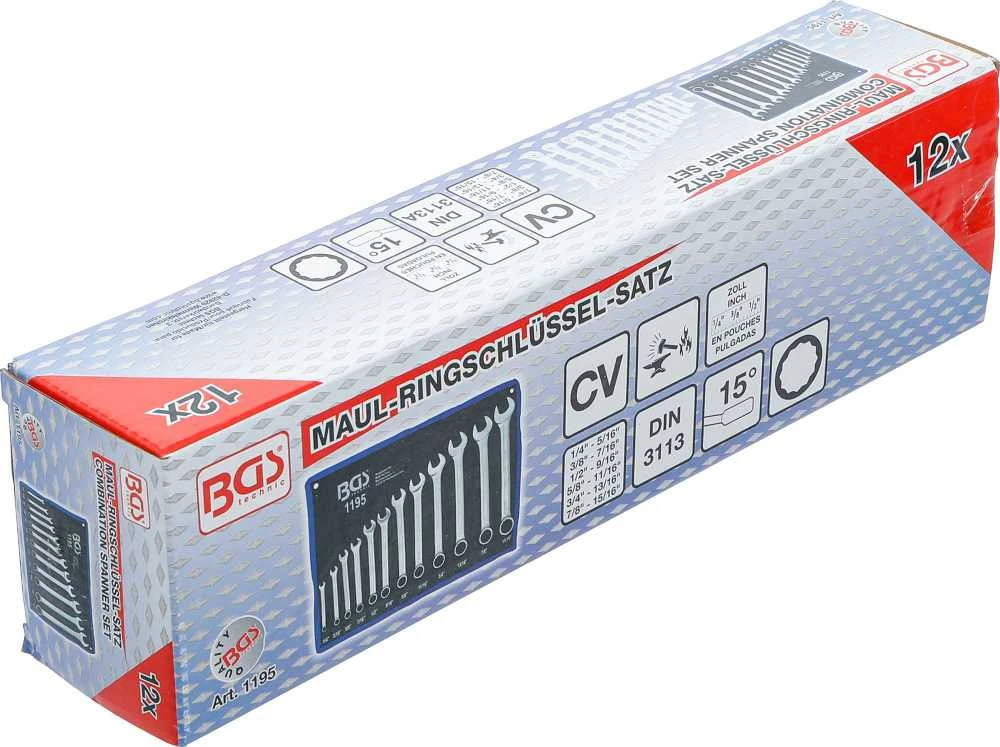 Bgs Technic Kombinuotų raktų rinkinys | Coliniai dydžiai | 1/4 "- 15/16" | 12 vnt. (1195)