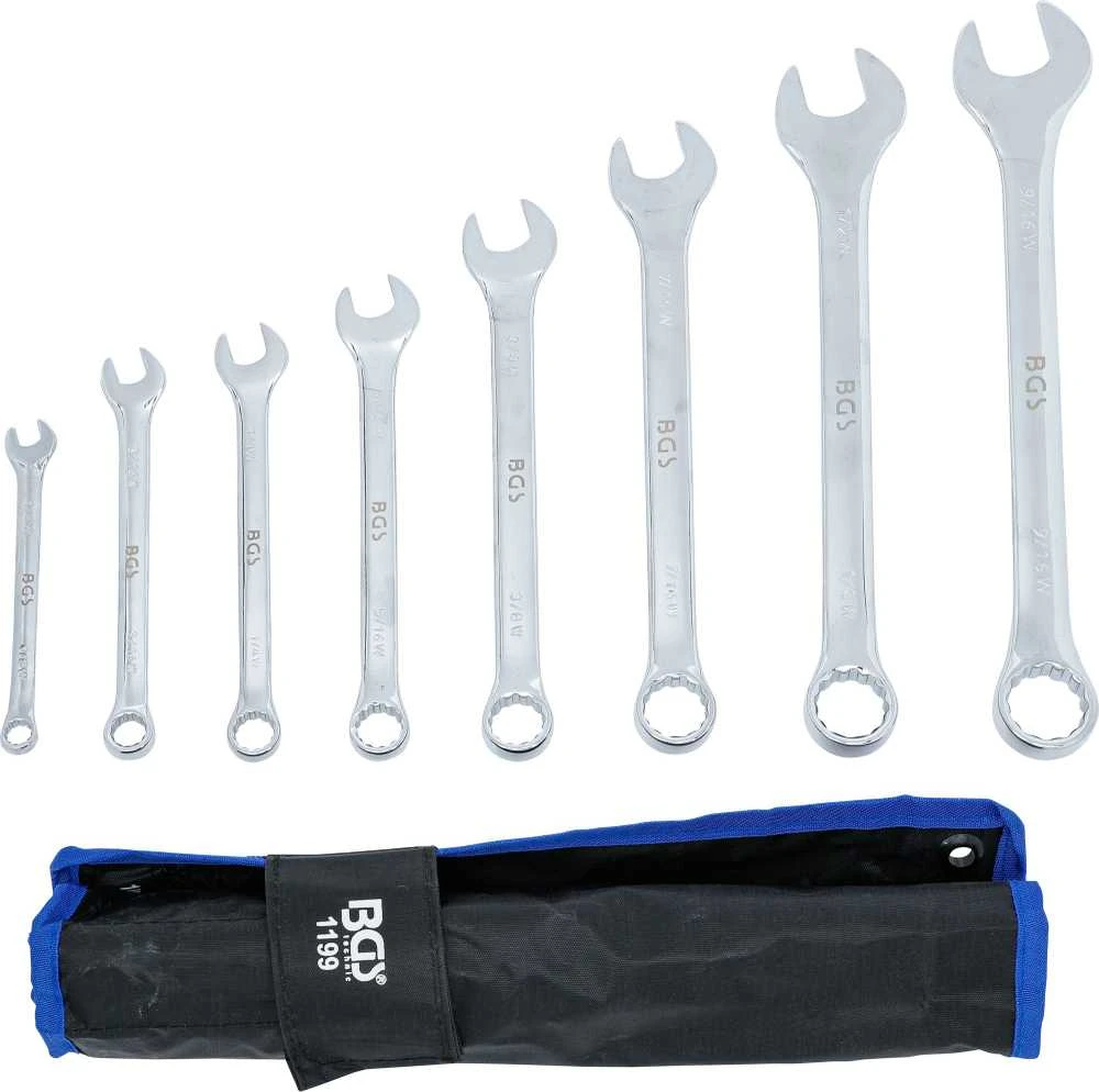 Bgs Technic Kombinuotų raktų rinkinys | Coliniai dydžiai | 1/8" - 9/16" Withworth | 8 vnt. (1199)