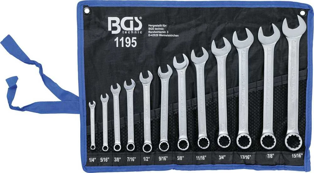 Bgs Technic Kombinuotų raktų rinkinys | Coliniai dydžiai | 1/4 "- 15/16" | 12 vnt. (1195)