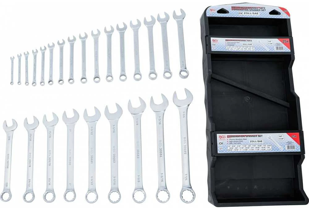 Bgs Technic Kombinuotų raktų rinkinys | Coliniai dydžiai | 1/4 "- 1.1/4" | 25 vnt. (30101)