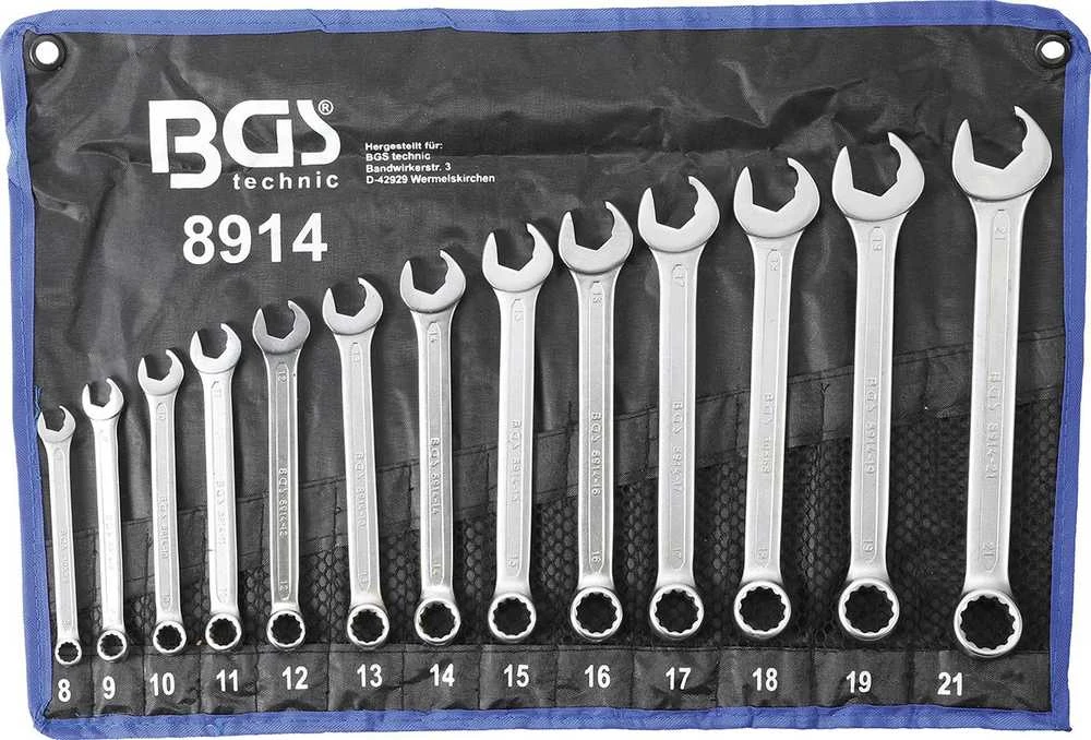 Bgs Technic Kombinuotų raktų rinkinys | atviras galas su terkšlės funkcija | 8 - 21 mm | 13 vnt. (8914)