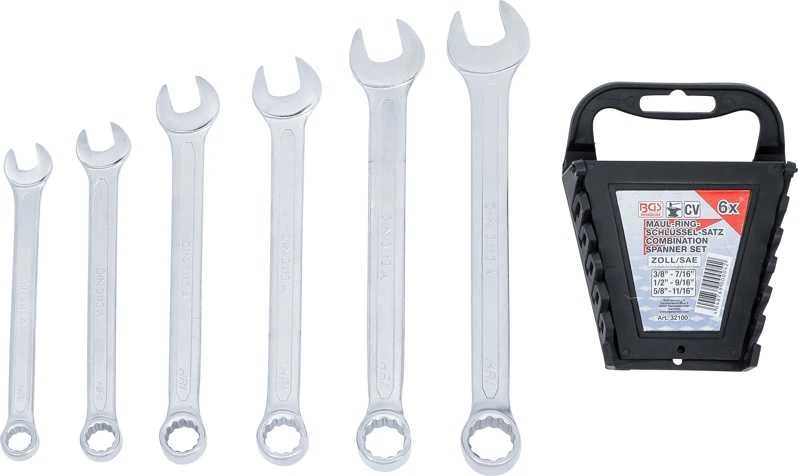Bgs Technic Kombinuotų raktų rinkinys | Coliniai dydžiai | 3/8 "- 11/16" | 6 vnt. (32100)