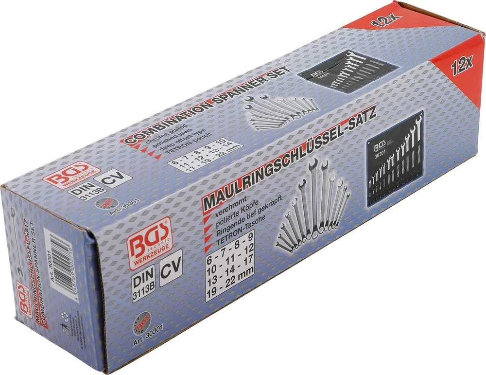 Bgs Technic Kombinuotų raktų rinkinys | lenkti galai | 6 - 22 mm | 12 vnt. (30301)