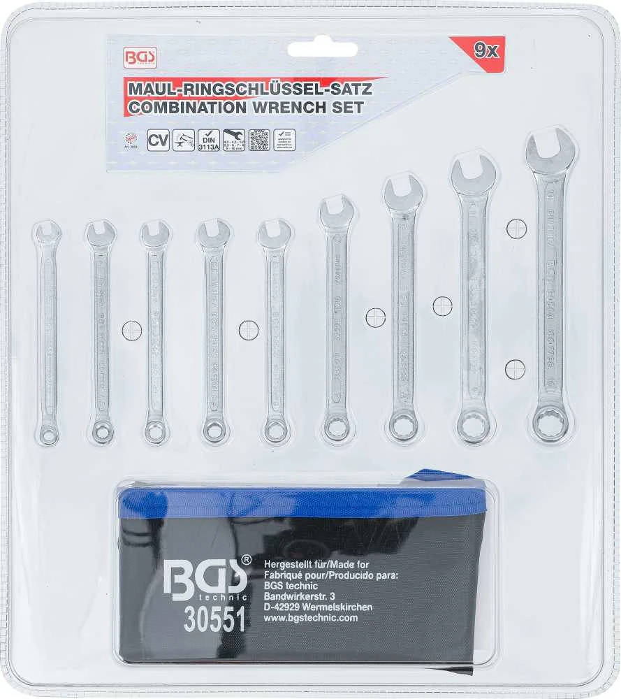 Bgs Technic Kombinuotų raktų rinkinys | 4 - 10 mm | 9 vnt. (30551)
