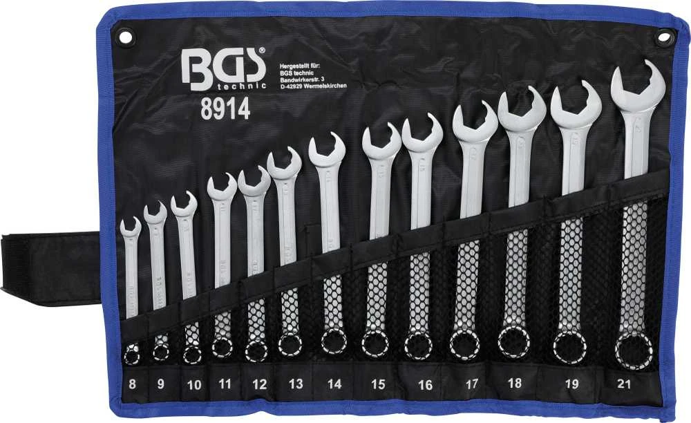 Bgs Technic Kombinuotų raktų rinkinys | atviras galas su terkšlės funkcija | 8 - 21 mm | 13 vnt. (8914)