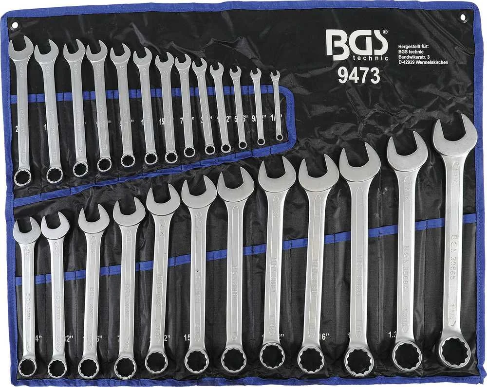 Bgs Technic Kombinuotų raktų rinkinys | Coliniai dydžiai | 1/4 "- 1.1/4" | 25 vnt. (9473)