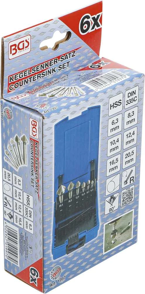 Bgs Technic Kūginis grąžtų/frezų rinkinys | HSS | DIN 335 C forma | 6 vnt. (1997)