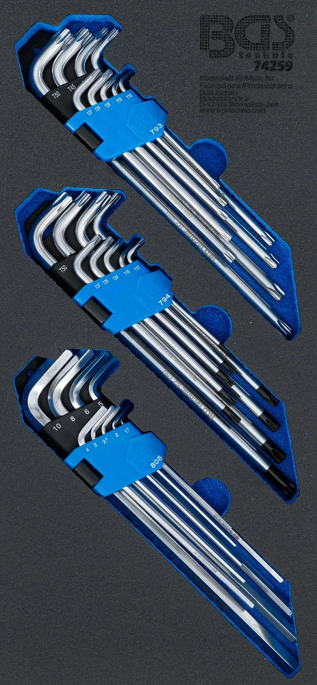 Bgs Technic L formos raktų rinkinys įdėkle BGS | HEX, TORX, TORX Security | 27 vnt. (74259)