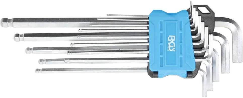 Bgs Technic L tipo raktų rinkinys | coliniai dydžiai | hex šešiakampis / hex šešiakampis su šarnyru | 0.05" - 3/8" | 13 vnt. (9801)