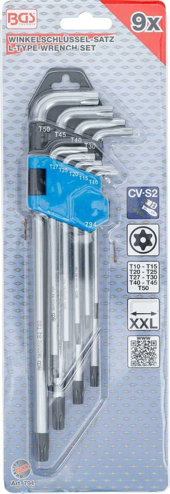 Bgs Technic L tipo raktų rinkinys | ilgas tipas | T-Star (Torx) / T-Star su skylutėm (Torx) T10 - T50 | 9 vnt. (794)