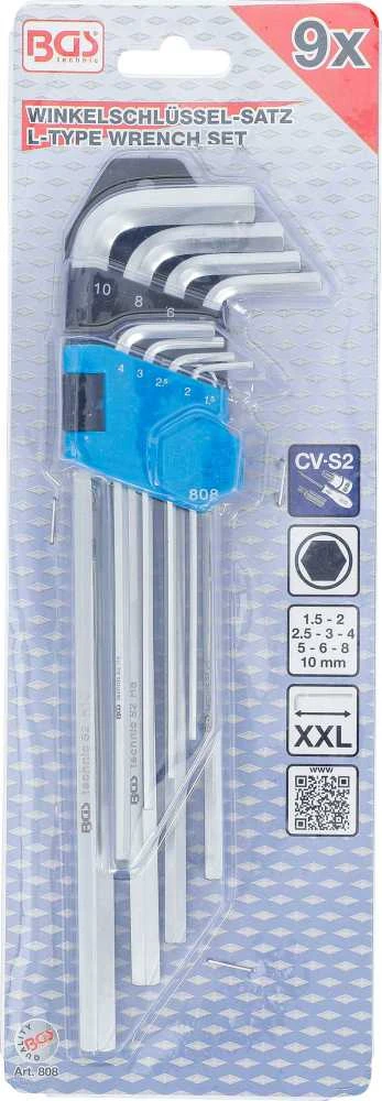 Bgs Technic L tipo raktų rinkinys | ilgas tipas | hex šešiakampis 1,5 - 10 mm | 9 vnt. (808)