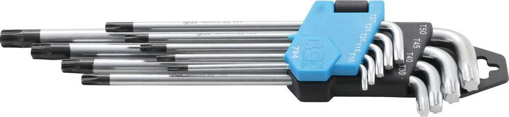 Bgs Technic L tipo raktų rinkinys | ilgas tipas | T-Star (Torx) / T-Star su skylutėm (Torx) T10 - T50 | 9 vnt. (794)