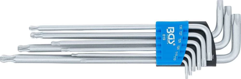 Bgs Technic L tipo raktų rinkinys | ilgi | šarnyriniai | T-Star (Torx) T10 - T50 | 9 vnt. (819)