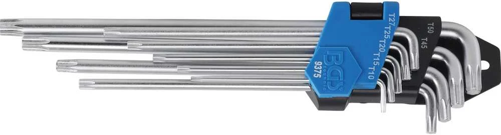 Bgs Technic L tipo raktų rinkinys | labai ilgi + labai trumpi | T-Star (Torx) T10 - T50 | 9 vnt. (9375)