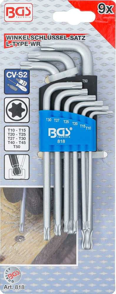 Bgs Technic L tipo raktų rinkinys | šarnyriniai | T-Star (Torx) T10 - T50 | 9 vnt. (818)