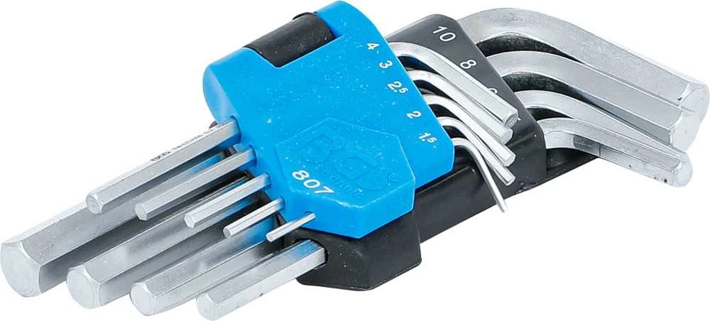 Bgs Technic L tipo raktų rinkinys | trumpi | hex šešiakampis 1,5 - 10 mm | 9 vnt. (807)