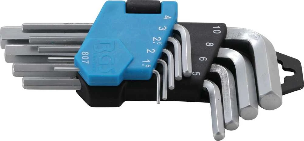 Bgs Technic L tipo raktų rinkinys | trumpi | hex šešiakampis 1,5 - 10 mm | 9 vnt. (807)