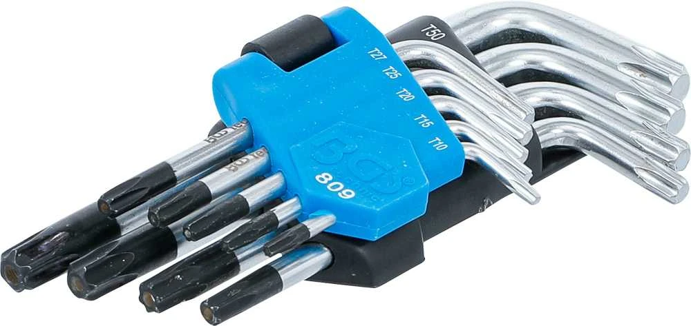 Bgs Technic L tipo raktų rinkinys | trumpi | T-Star su skylutėm (Torx) T10 - T50 | 9 vnt. (809)