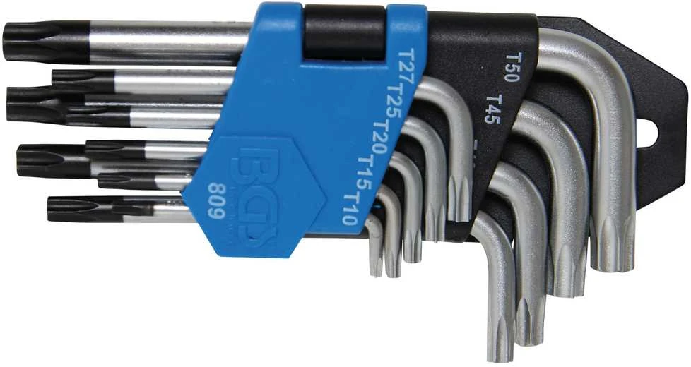 Bgs Technic L tipo raktų rinkinys | trumpi | T-Star su skylutėm (Torx) T10 - T50 | 9 vnt. (809)