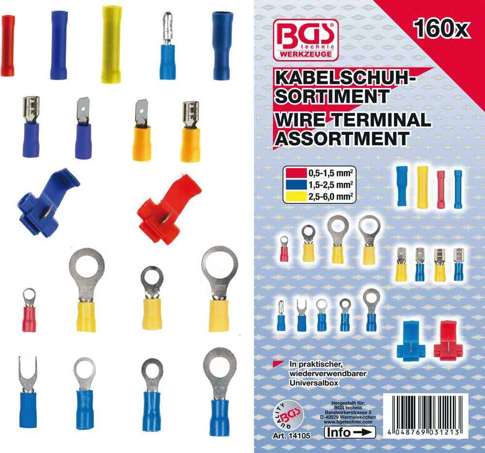Bgs Technic Laidų jungčių asortimentas | 160 vnt. (14105)