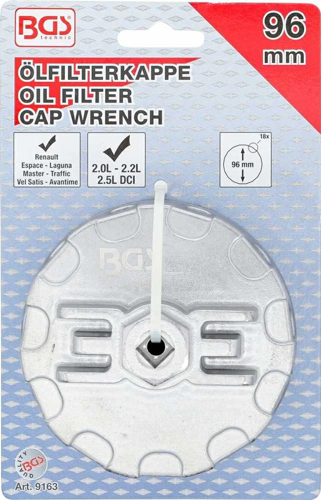 Bgs Technic Lėkštelė tepalo filtrui | 18 kampų | Ø 96 mm | Renault DCI (9163)