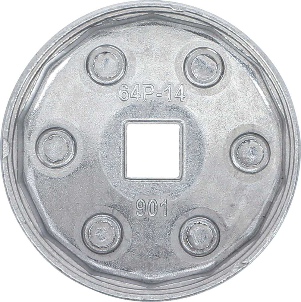 Bgs Technic Lėkštelė tepalo filtrui aliumininė | 14-kampų | Ø 64 mm | Daihatsu, Fiat, Nissan, Toyota (1042)