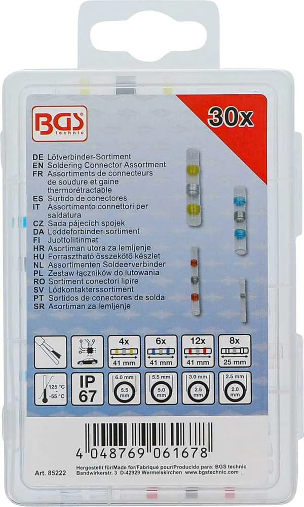 Bgs Technic Litavimo jungčių asortimentas | su susitraukiančiu vamzdeliu | 30 vnt. (85222)