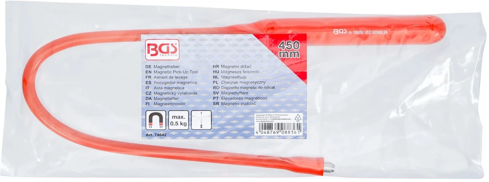 Bgs Technic Magnetinis kėlimo įrankis lankstus | izoliuotas | 450 mm | kėlimo galia 0.5kg (74642)
