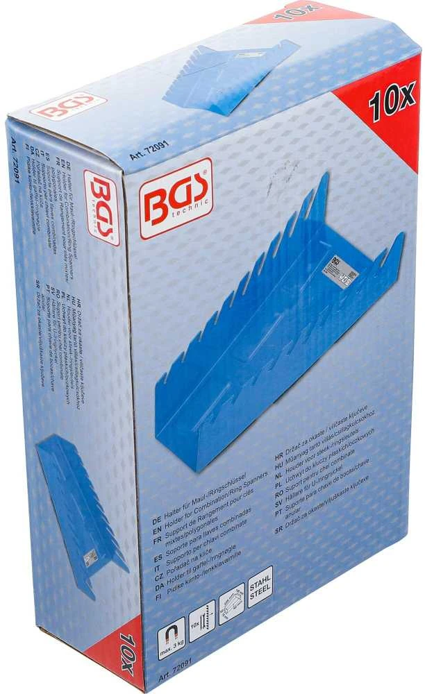 Bgs Technic Magnetinis laikiklis kombinuotiesiems / žiediniams veržliarakčiams | Metalas | 10 lentynų (72091)
