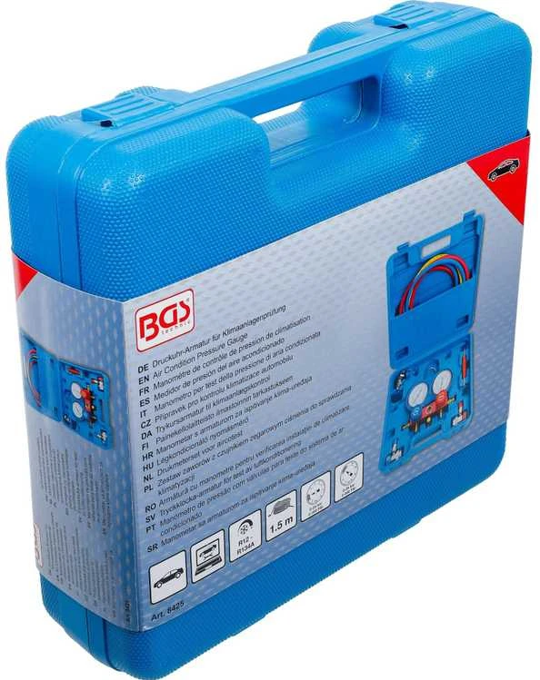 Bgs Technic Kondicionieriaus slėgio manometrų rinkinys | R12, R134A (8425)