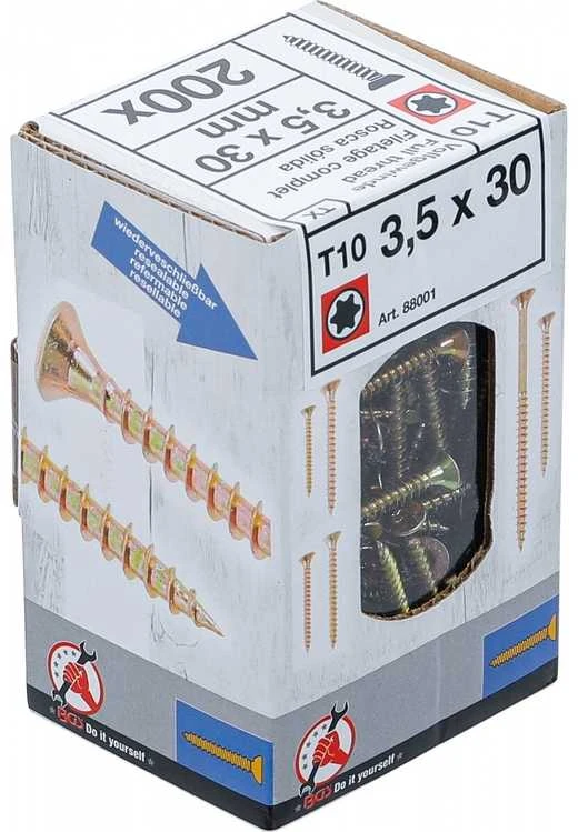 Bgs Technic Medienos ir plastiko varžtai | T-Star T10 | 3,5 x 30 mm | 200 vnt. (88001)