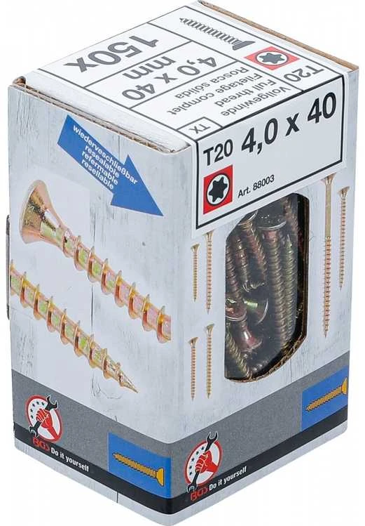 Bgs Technic Medienos varžtai galvanizuoti | T-Star T20 | 4.0 x 40 mm | 150 vnt. (88003)