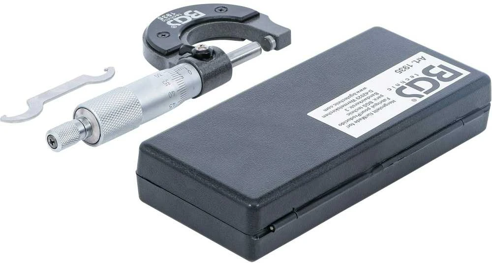 Bgs Technic Mikrometras medinėje dėžutėje | gradavimas 0,01 mm | 0 - 25 mm (1935)