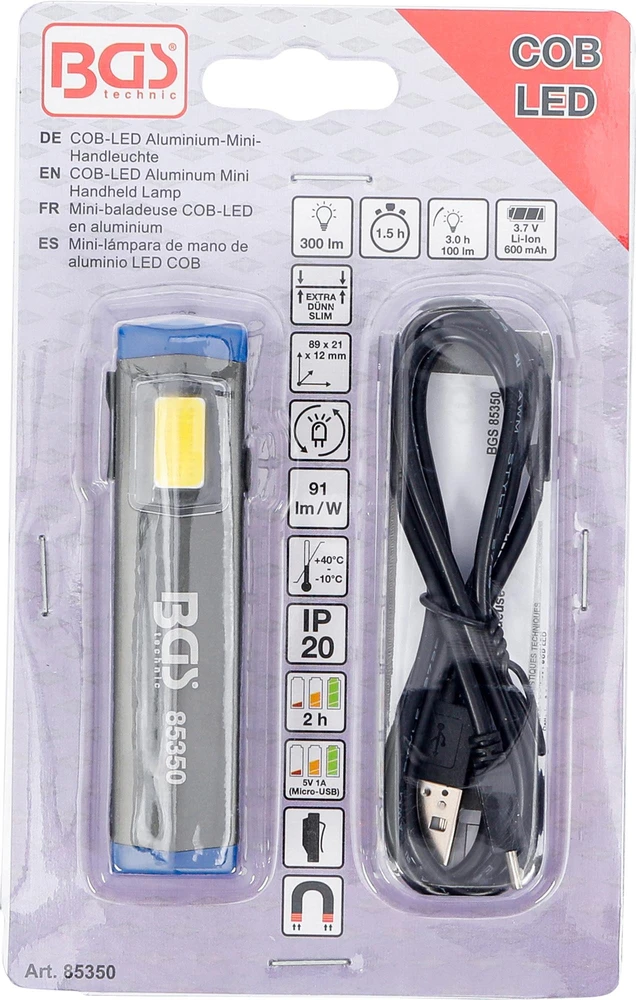 Bgs Technic Mini rankinė lempa | aliuminis | COB-LED (85350)