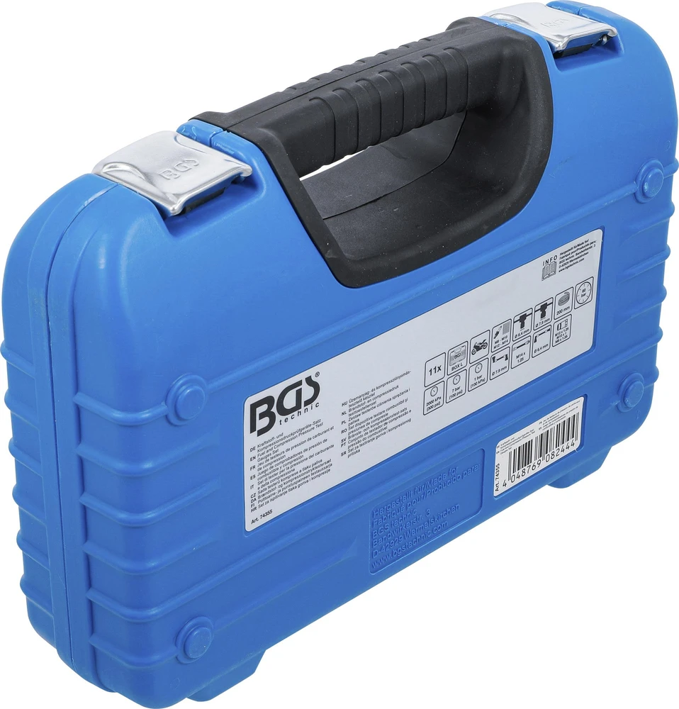 Bgs Technic Motociklų kuro ir kompresijos slėgio matuoklių rinkinys BGS | M8–M14 | 11 vnt. (74355)