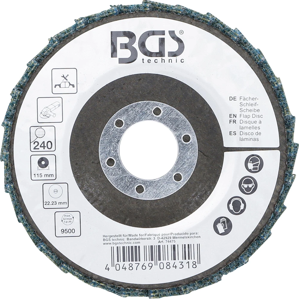 Bgs Technic Neaustinis lapelinis šlifavimo diskas | K240 | Ø 115 mm (74475)
