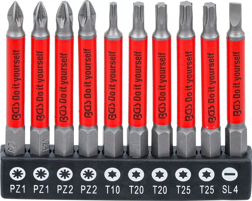 Bgs Technic Neslystantys magnetiniai sukimo antgaliai | PZ, T ir SL profiliai | 1/4" | 70 mm | 10 vnt. (4831)
