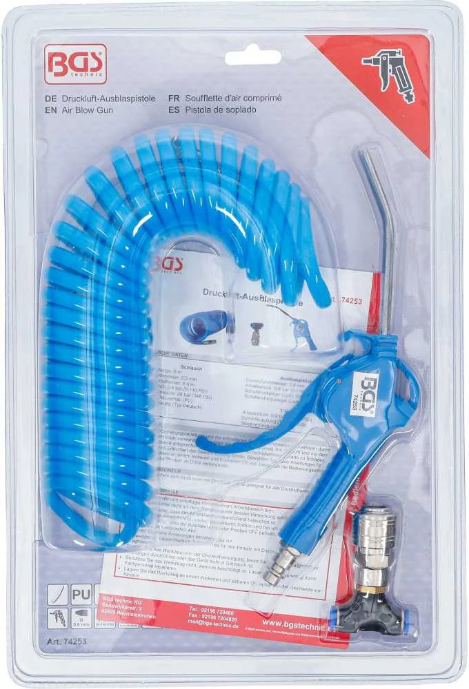 Bgs Technic Oro pūtimo pistoletas | su spiraline oro žarna ir T formos jungtimi (74253)