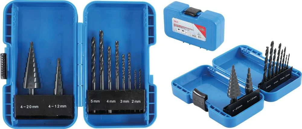 Grąžtas Bgs Technic Pakopinių grąžtų ir grąžtų metalui komplektas | Ø 4 - 12/4 - 20 mm | 2 - 5 mm | 10 vnt. (1686)