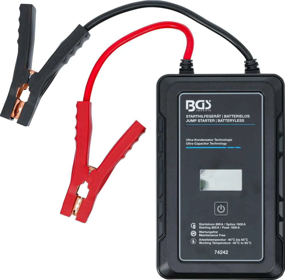 Bgs Technic Paleidėjas / užvedėjas | Be baterijų | Ultra-Capacitor Technologie | 12 V / 800 A / 1600 A (74242)