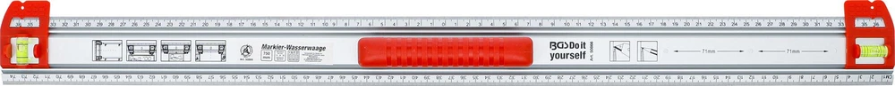 Bgs Technic Pjovimo ir žymėjimo liniuotė | su rankena ir gulsčiuku | 750 mm (50866)