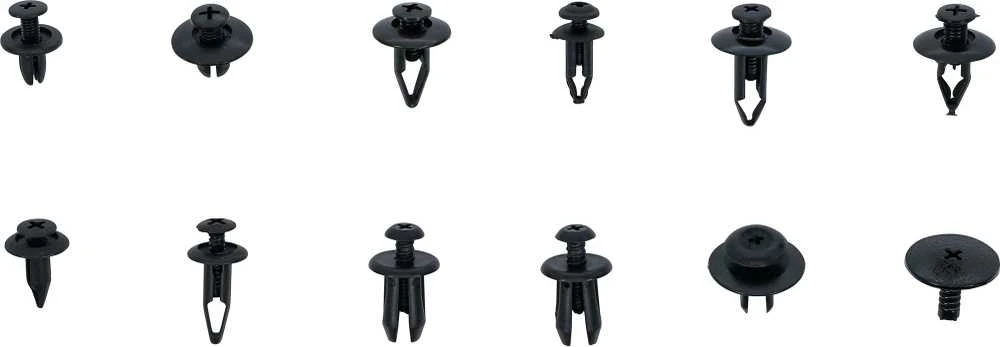 Bgs Technic Plastikinių įspaudimo tipo kniedžių asortimentas automobiliams Mazda, Honda, Ford, Nissan ir VW | 240 vnt. (9057)