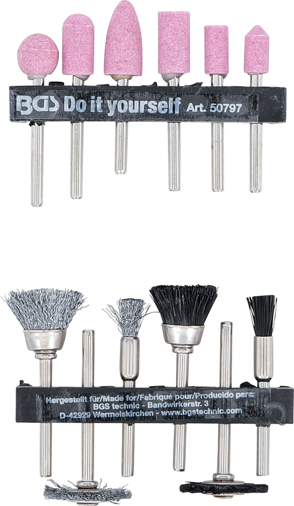 Bgs Technic Plieninių / plastikinių / šlifavimo šepečių rinkinys | 12 vnt. (50797)