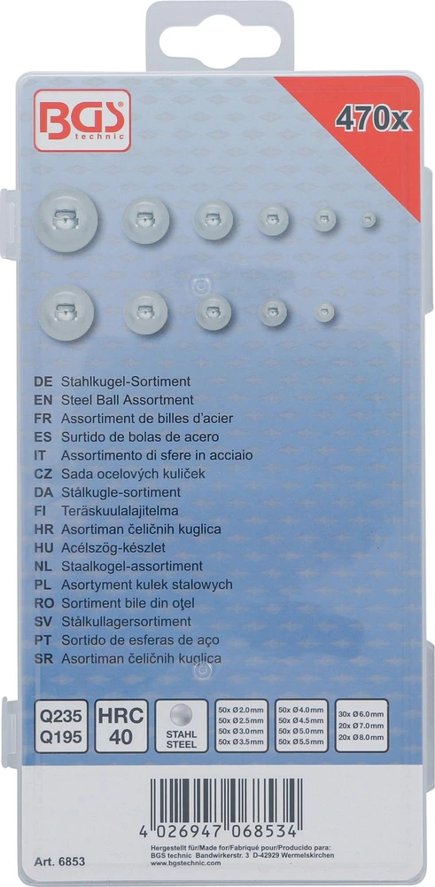 Bgs Technic Plieninių rutulių asortimentas | 470 vnt. (6853)