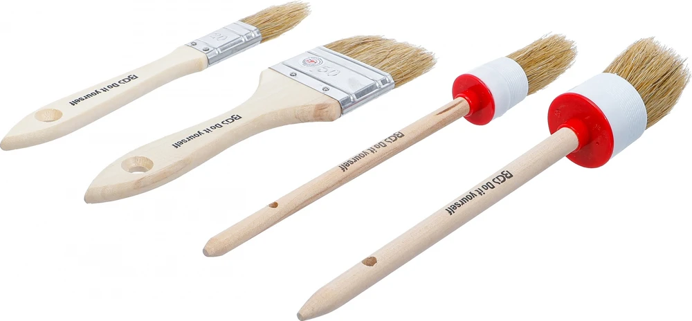 Bgs Technic Plokščių ir apvalių dažymo teptukų rinkinys BGS Diy | 4 dalių (76525)
