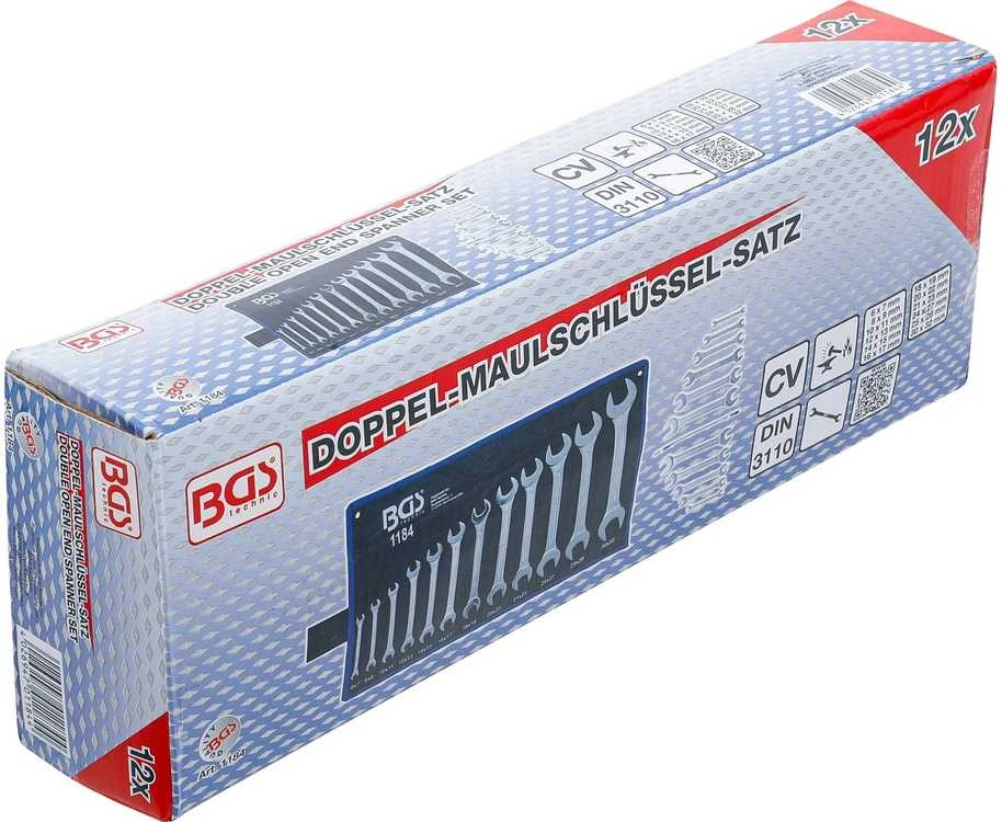 Bgs Technic Plokščių raktų rinkinys atvirais galais | 6x7 - 30x32 mm | 12 vnt. (1184)